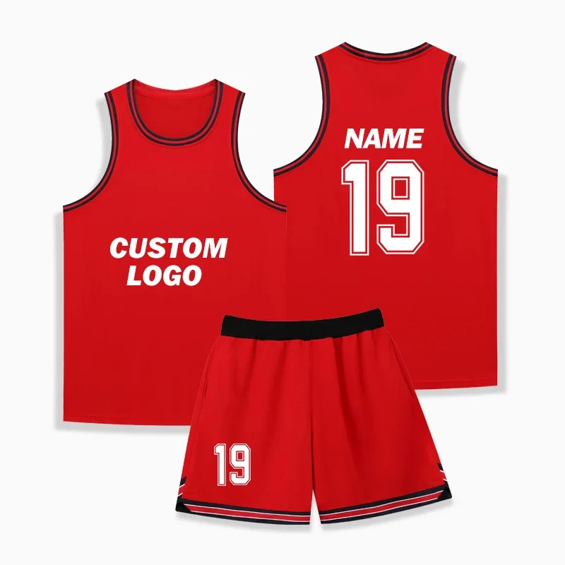 Men Blank Basketball Jersey Set Youth Classic Basketball Uniform Mesh American Size Short Sleeve Shirt 246