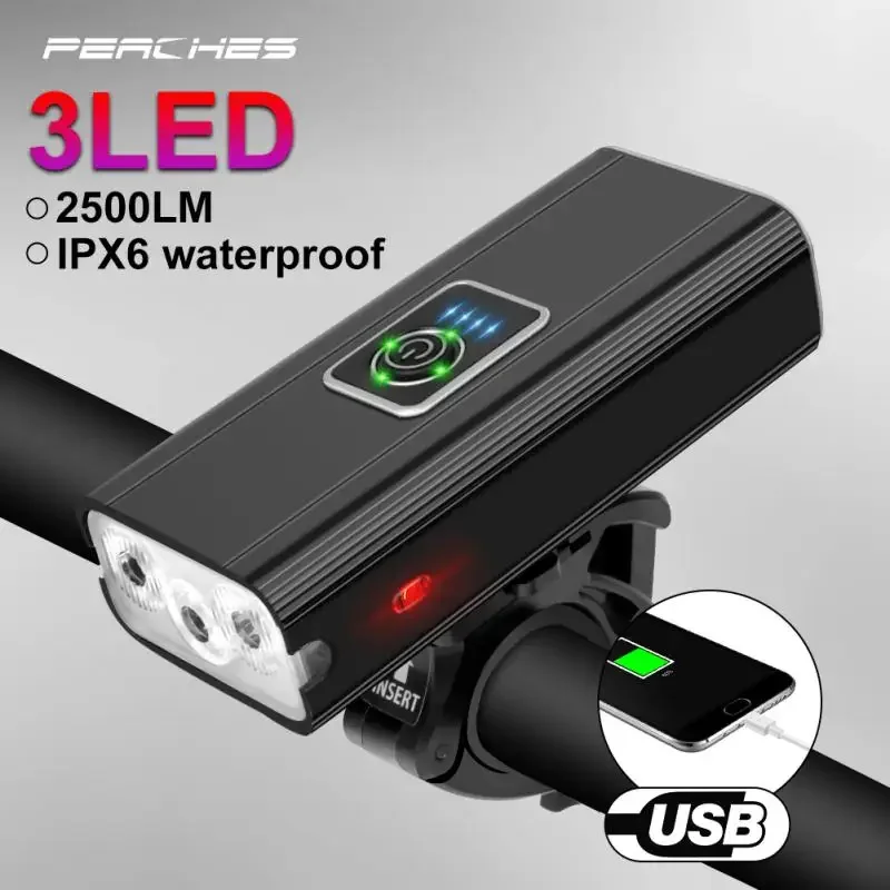 Ensemble d'éclairage LED pour vélo Q6, charge USB, feux avant et arrière, VTT, vélo de route Ensemble d'éclairage LED pour vélo Q6, charge USB, feux avant et arrière, VTT, vélo de route