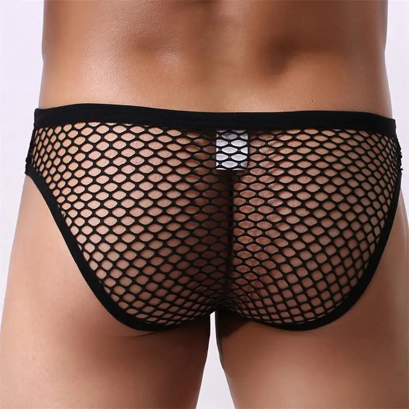 

Men Mesh Brief Breathable Male Panties Beachwear Swimwear Underwear Trunks Hollow Out Sexy Low Rise See Through Underpants