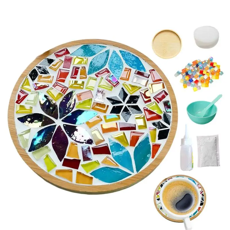 Kit de mosaico de vidrio para adultos, kit de posavasos de mosaico