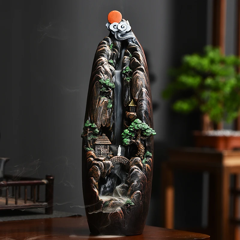 Zen Sand Garden Backflow Incense Burner Waterfall Usb Incense Fountain Smoke Waterfall