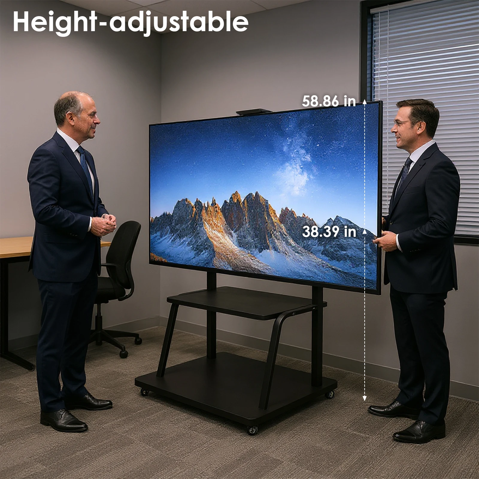 Mobile TV Stand Max Load Up To 660-Pound Rolling TV Rack Height Adjustable Heavy-Duty TV Cart Bracket for 50-120 Inch Screen