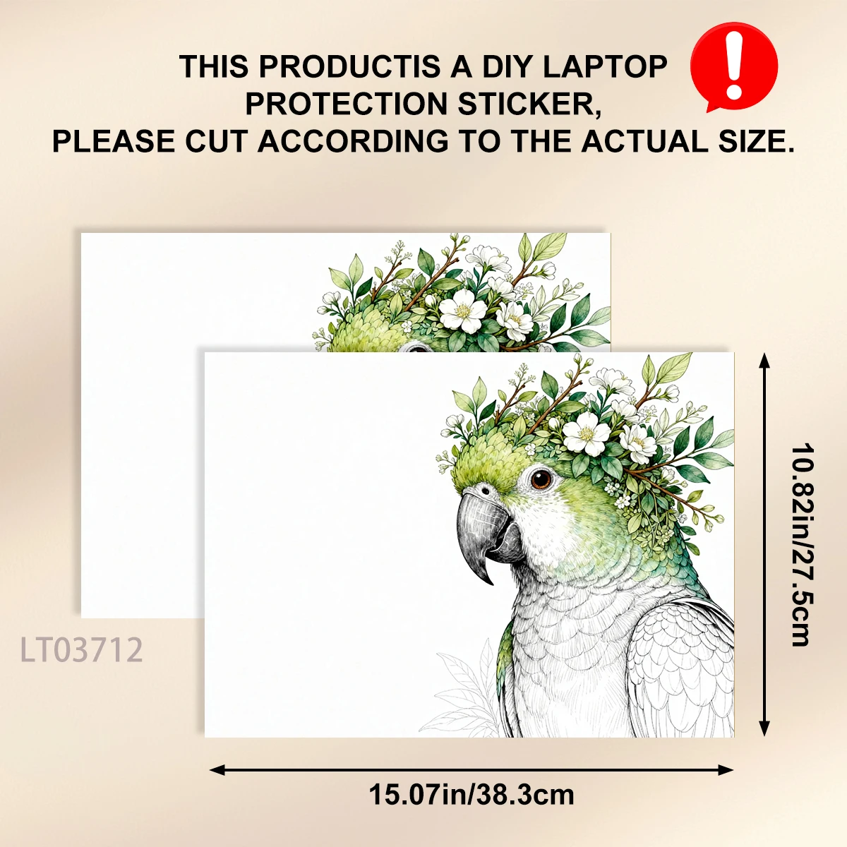 2개입 방수 PVC 노트북 스티커 - 크레스트드 파라오트, 기하학적 고양이, 장미 정원, 내마모성 자가 접착식