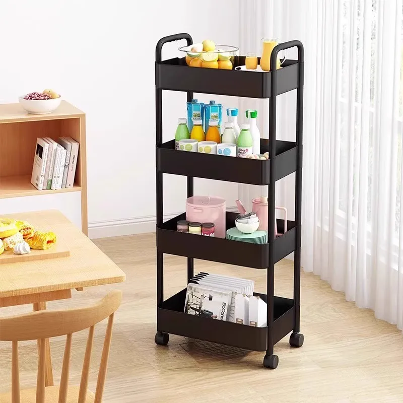 Kitchen racks floor multi layered wheeled household mobile carts vegetable baskets and snacks storage storage racks Family Gifts