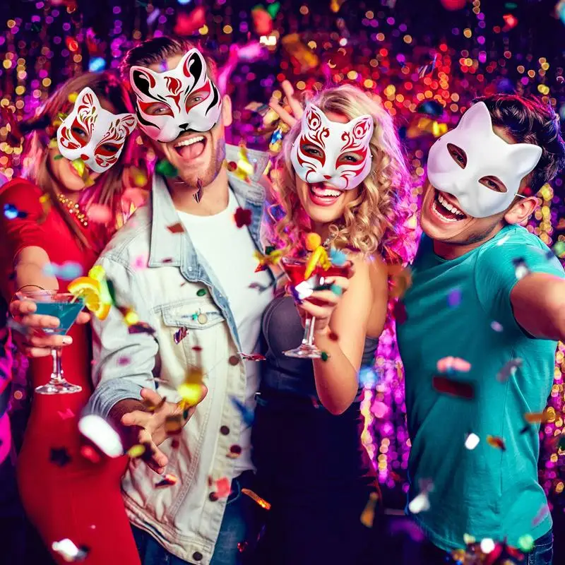 Masquerade Cat Face Masks DIY Party Masks Props Paintable Blank Party Cosplay Accessories 10/6/5/3pcs