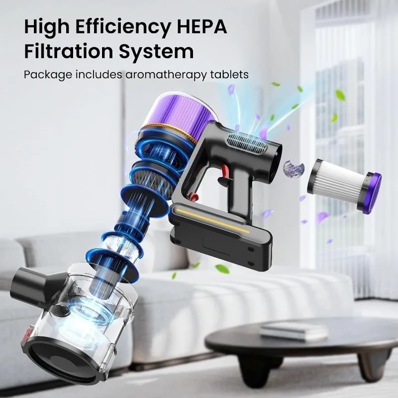 Cordless Vacuum Cleaner, 45Kpa/550W Vacuum Cleaners for Home with Touch Display,Up to 50 Mins Runtime,1.5L Dust Cup 4