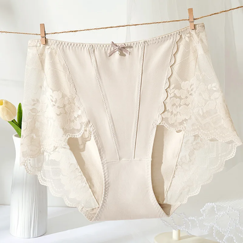 New Plus Size Lace Panties High Waist Modal Underwear for Women 60-105kg Summer Thin Sexy