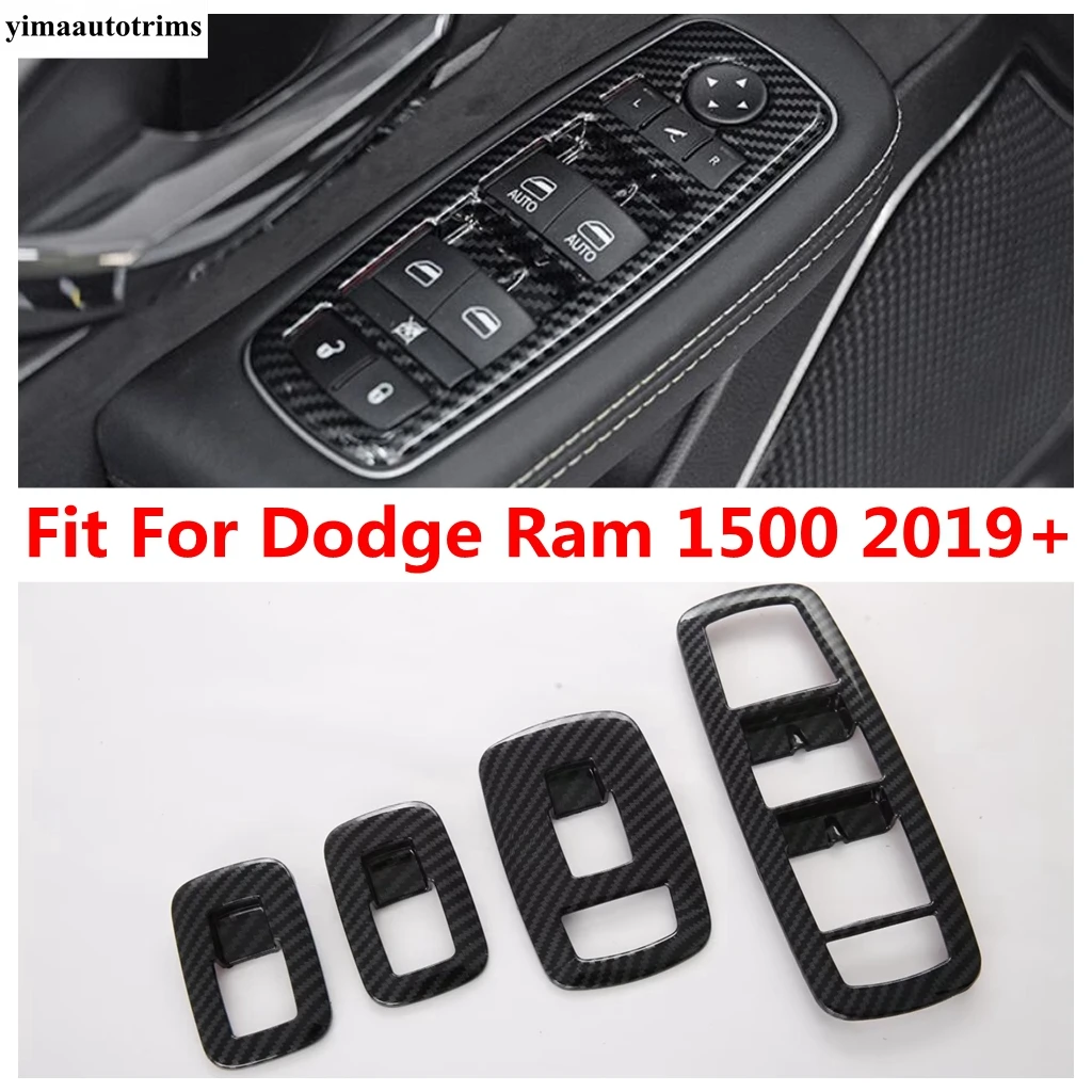 

Для Dodge Ram 1500 2019 - 2021 автомобильные аксессуары ABS дверь подлокотник оконный подъемник панель Крышка отделка ABS углеродное волокно интерьер