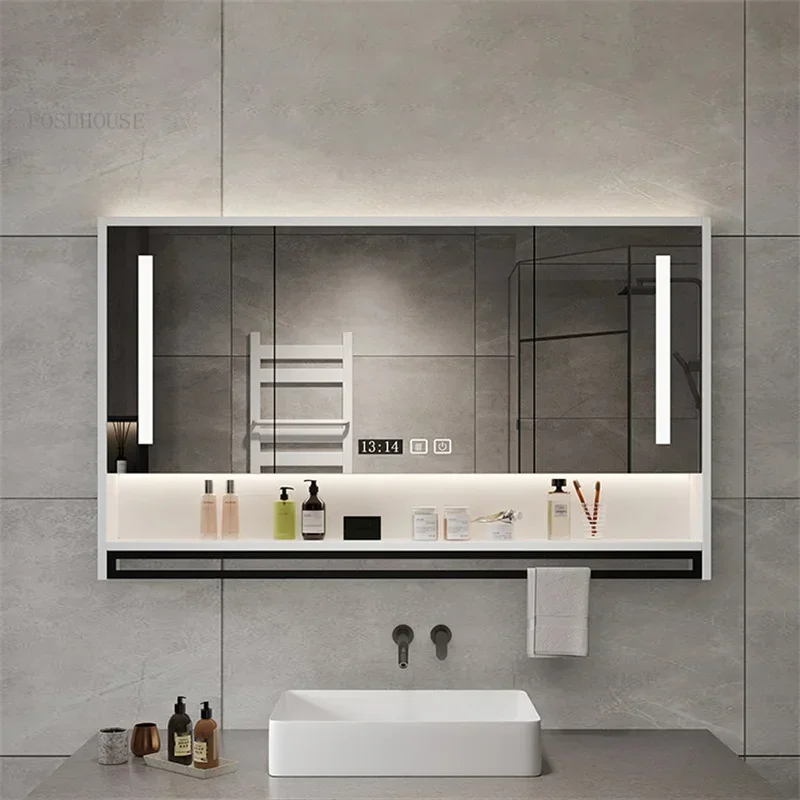 Smart Bathroom Mirror Cabinet Home Furniture Solid Wood Bathroom Cabinets Wall-mounted Mirror Cabinets Toilet Storage p