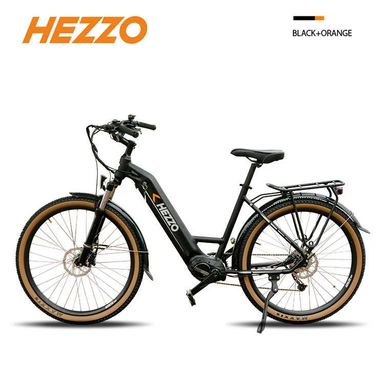 HEZZO HM-S27 Electric Bicycle Middle Drive Motor City E Bike 500W 48V Bafang M600 17.5AH LG ithium Battery Ebike For Adults