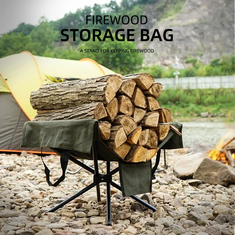 Outdoor Camping Kampvuur Brandhout Rack Aluminium Opbergrek Camping Draagbare Canvas Tas Kampeeruitrusting Multi Tool