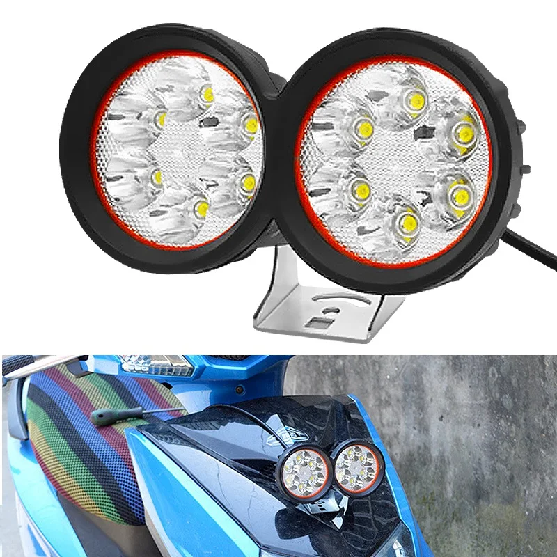 

EURS Motorcycle Electric SCOOTER LED Headlights Modified Spotlight Long-Range Strong Light Hi/Low beam Driving Lamp DRL 12-90V