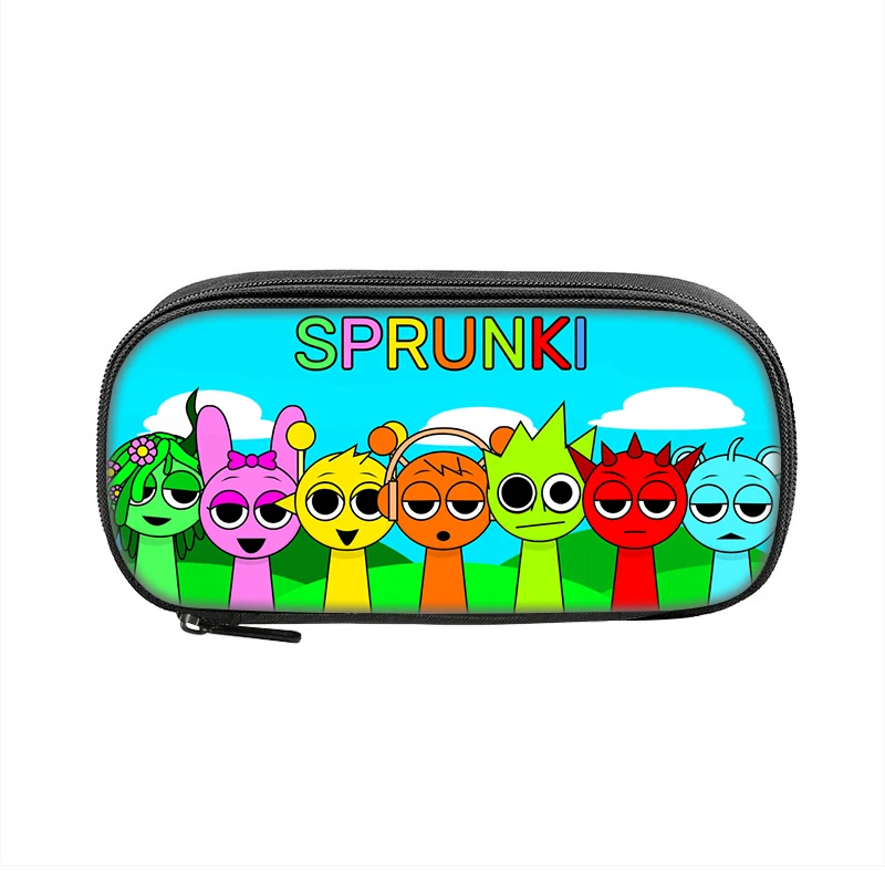 Cartoon Sprunki Anime Pen Box Bag for Student Big Capacity School Supplies Zipper Game Pencilcases Children's Birthday Gift 3