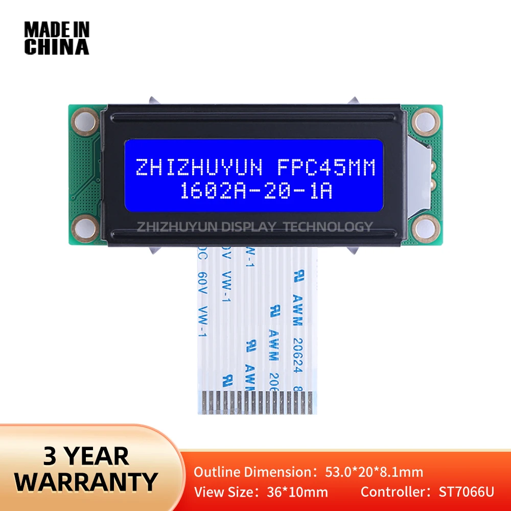 

FPC45MM 1602A-20-1A Character Screen Blue Film Original ST7066U Chip Multilingual Module English LCD Display Screen