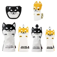 Golf Wood Head Cover for Driver Fairway Hybrid Cute Akita Golf Putter Cover PU Leather Waterproof Protector Golf Club Cover 1