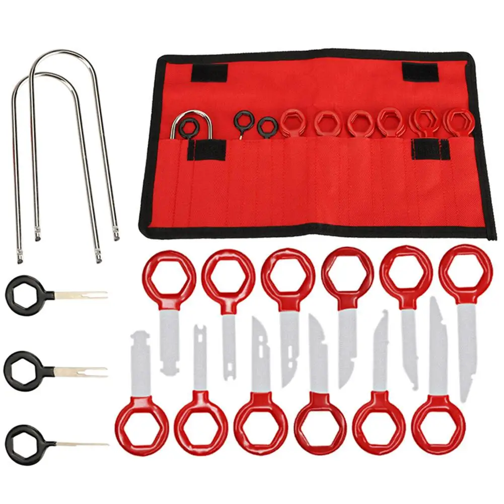 

17pcs Radio Removal Tool Kit Terminal Removal Connector Pin Ejector U-shaped Tool Kit For Auto Interior Modification