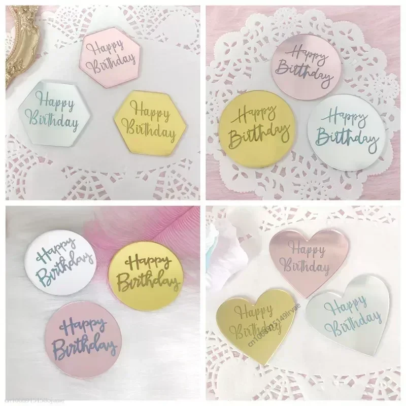 Acrylic Cake Toppers 5pcs For Wedding Party Dessert