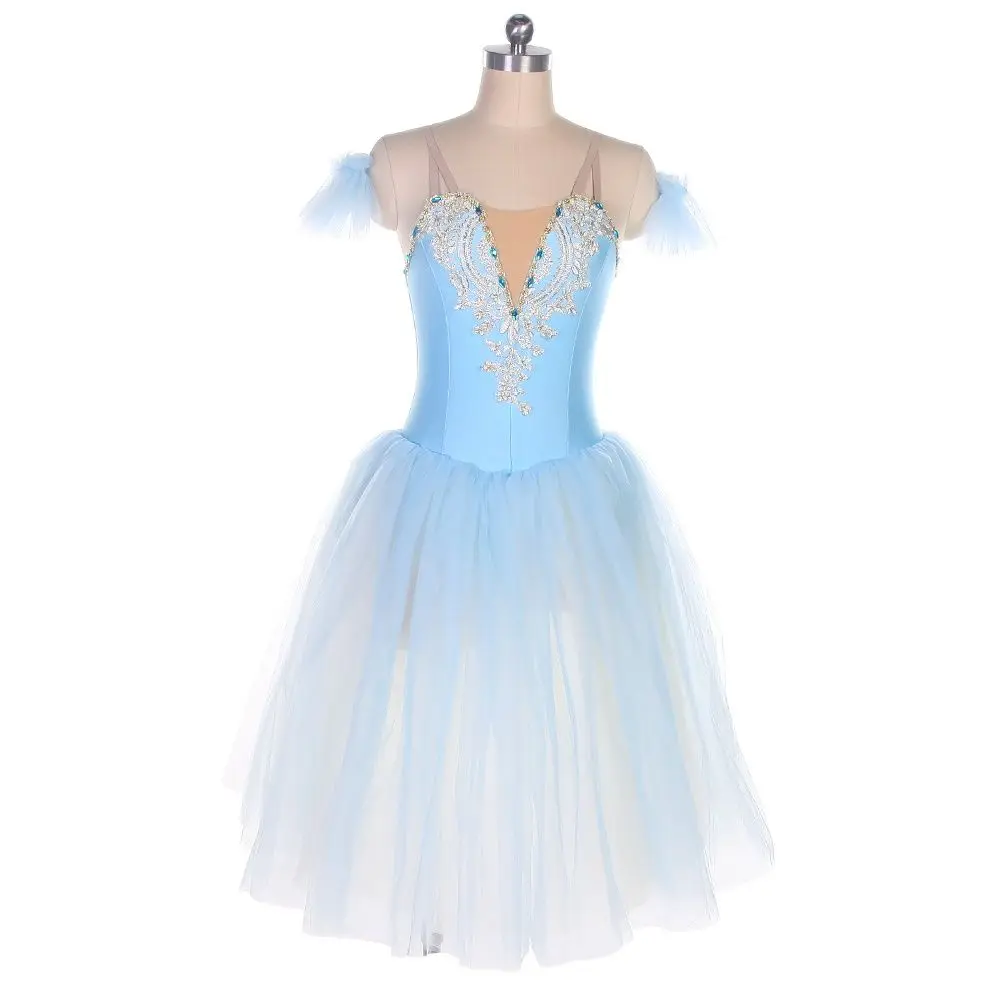 

New camisole Pale blue color long romantic ballet tutu girl & women stage performance dance costume ballet wear tutu