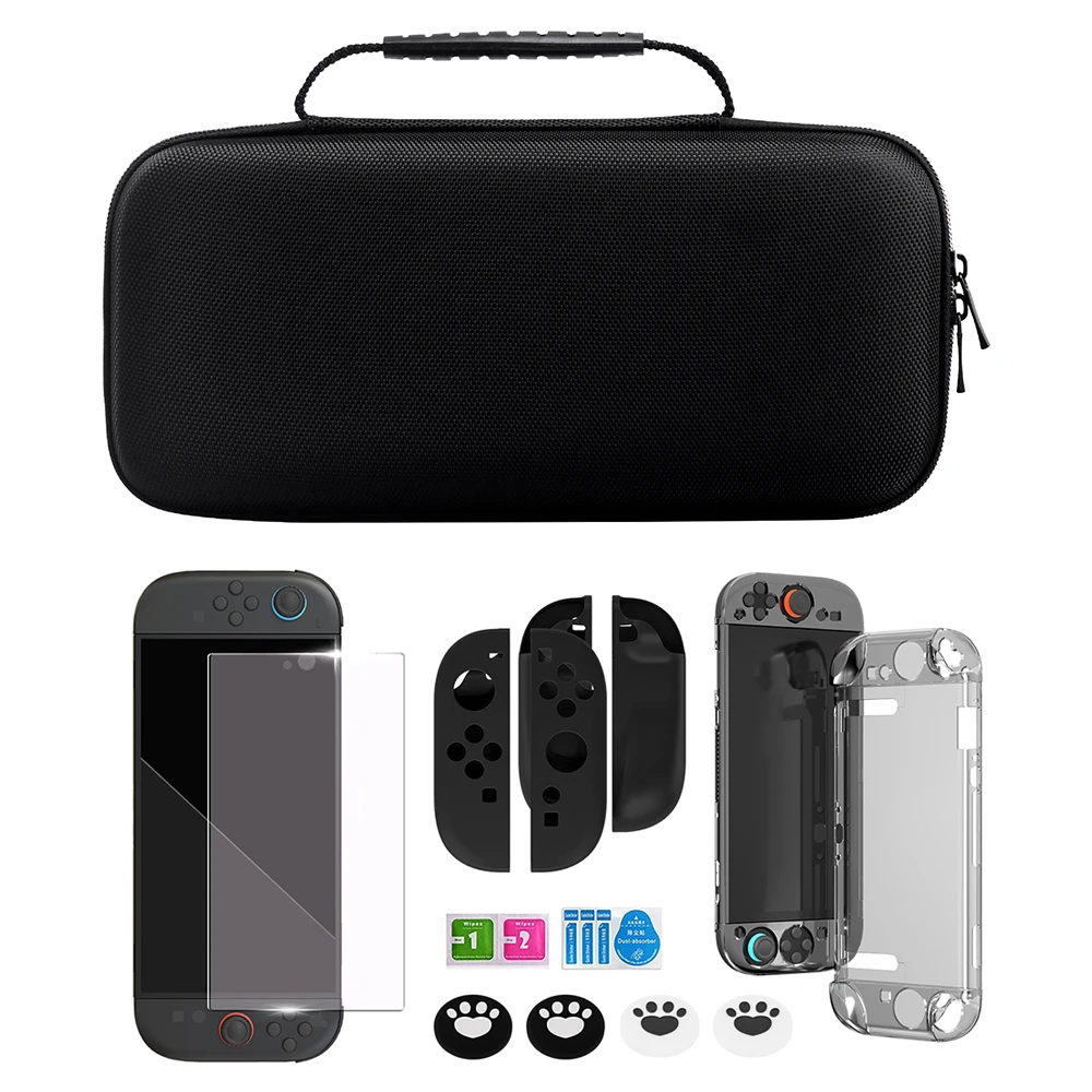 Carrying travel Case bundle kit  For Nintendo Switch 2 protrctive hard shell pouch temper film glass joycon case joystick cap