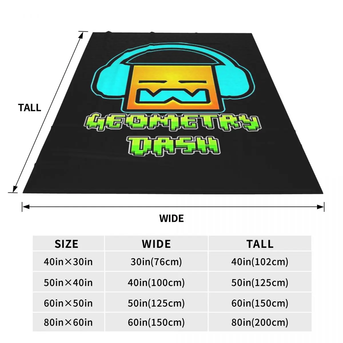 Video Game Geometry Dash Blanket Soft Warm Flannel Throw Blanket Plush for Bed Living room Picnic Travel Home Couch 2