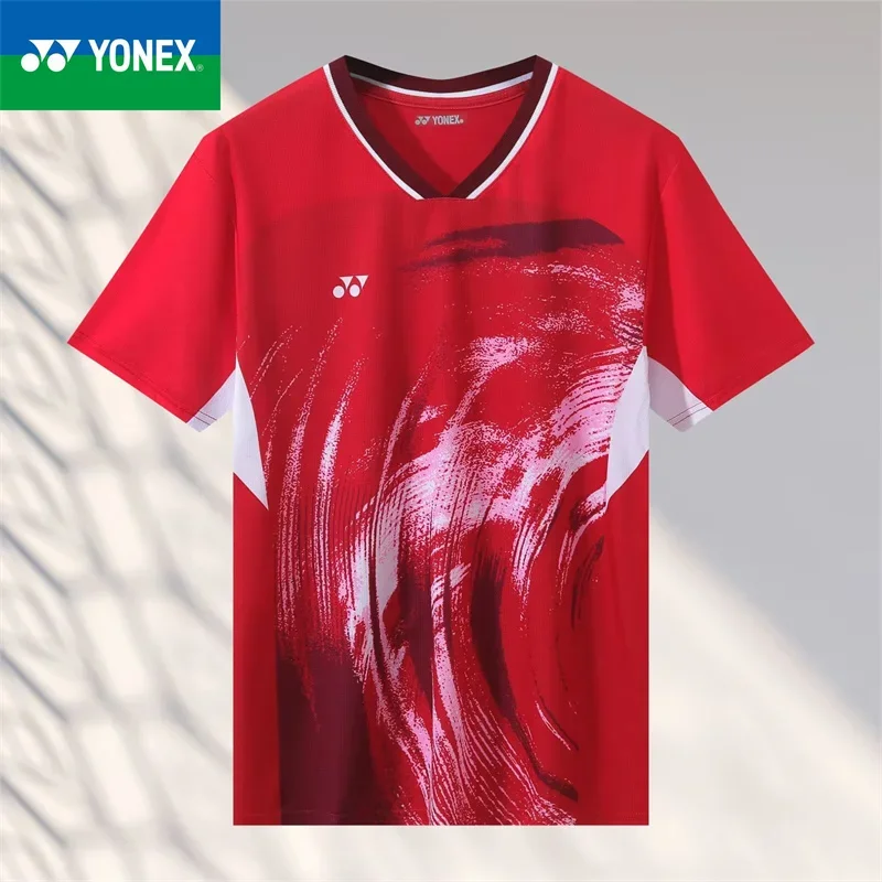 YONEX Quick Drying Breathable Men's and Women's Short Sleeved Badminton T-shirt Sports Training Top Competition Dress sports t shirt