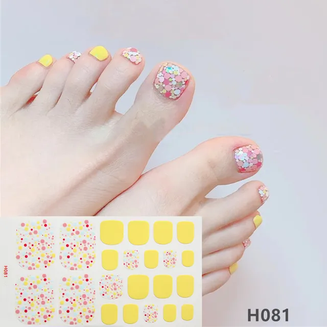 22tips Korea Toe Nail Sticker Wraps Adhesive Decals Toenail Polish Strips DIY Pedicure Foot Decals Manicure Women H081