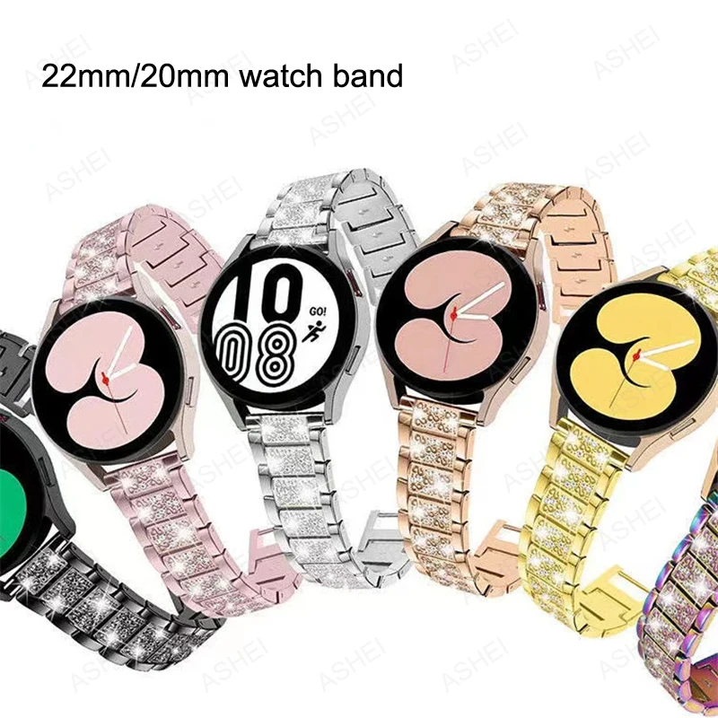 

22mm 20mm correa for galaxy watch 4 strap 44mm 40mm samsung galaxy watch4 classic 46mm 42mm watch 3 45mm 41mm gear s3 bling band