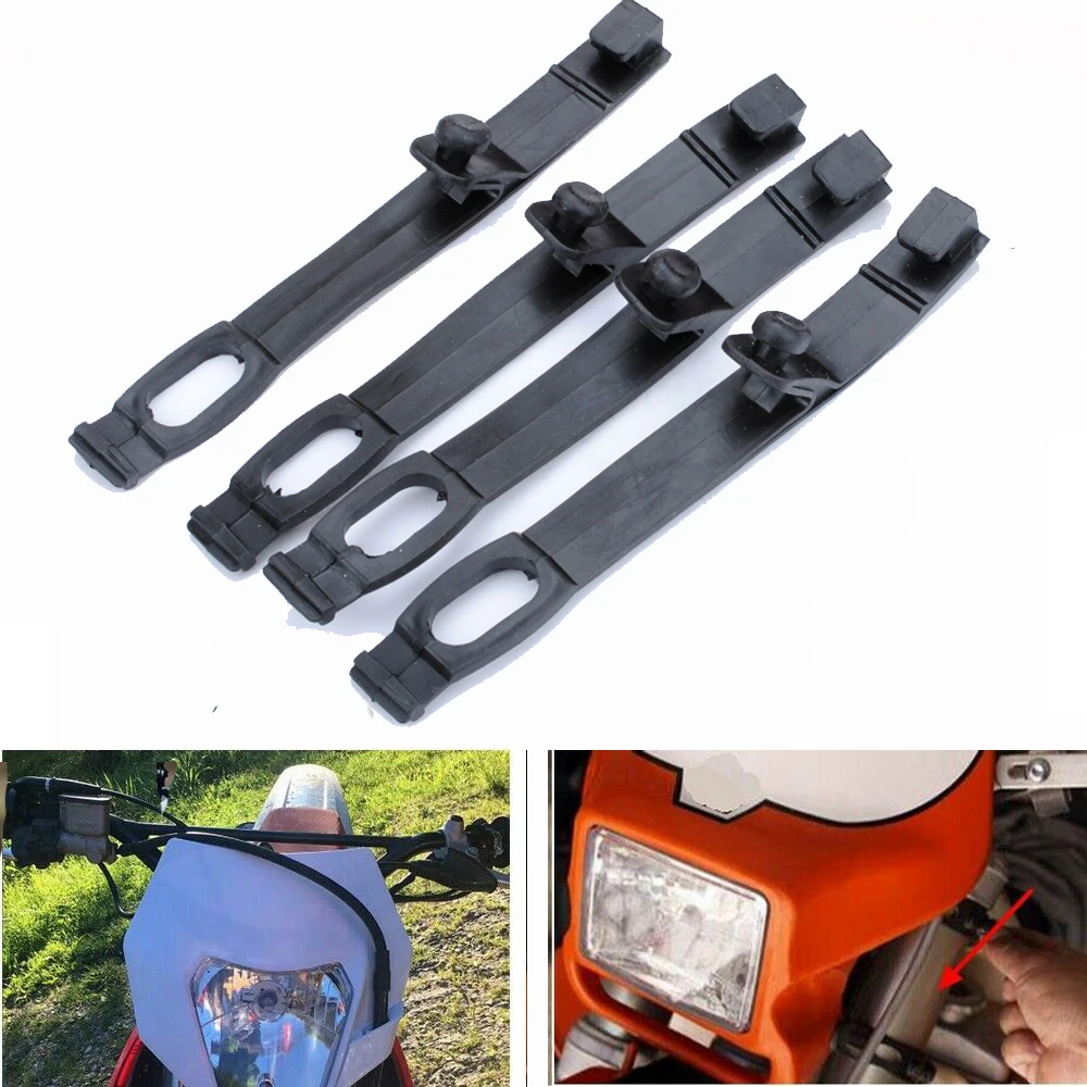 Motorcycle Headlight Bracket 4pcs Motorcycle Headlight Fairing Rubber Straps Dirt Bike Headlamp Fix Brackets Strap Assemblies Parts
