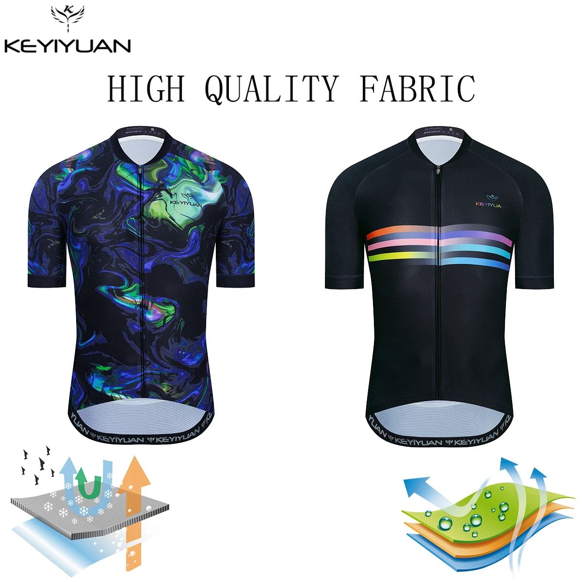 

KEYIYUAN Men Short Sleeve Cycling Jersey Tops Bicycle Clothing Racing Bike Shirt Breathable Camisetas Ciclismo Mtb Manga Corta