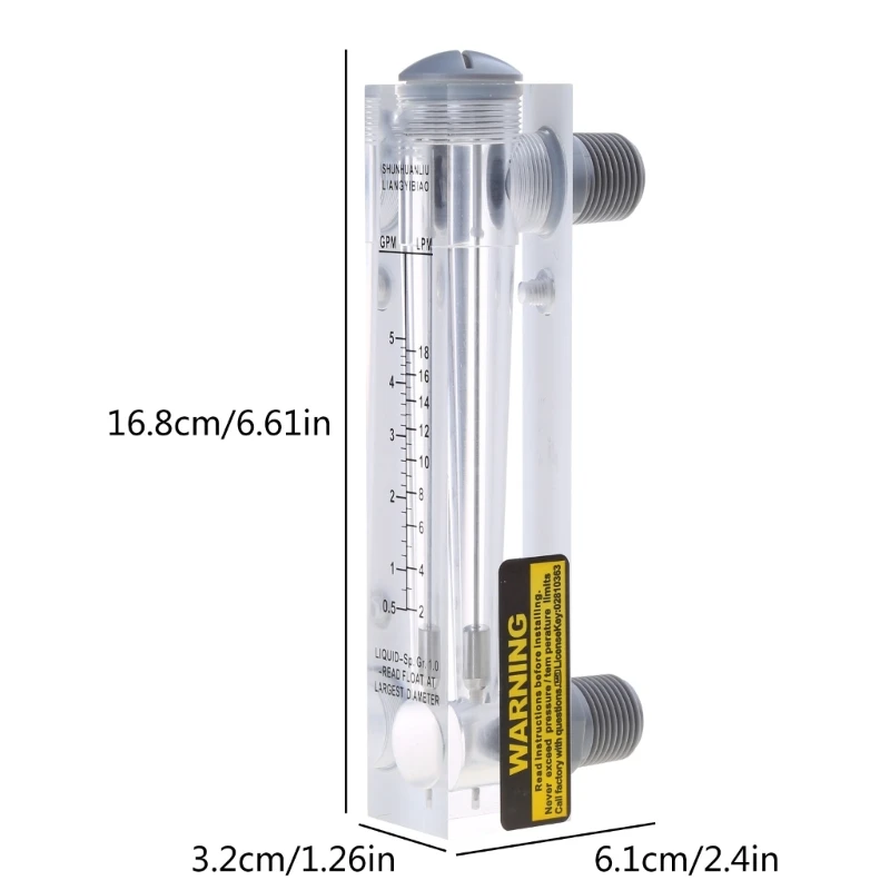 Water Flow Meter Panel Mount Type Flowmeter M-15 0.5-5GPM 2-18LPM Compact-size