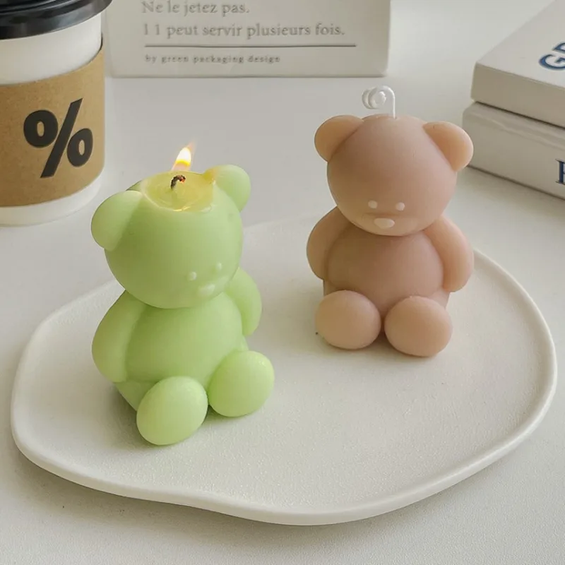 Description Picture 6 of itemCute Cartoon Bear Silicone Candle Mold DIY Gypsum Cement Resin Handmade Soap Mold Birthday Party Wedding Gift Making Kit