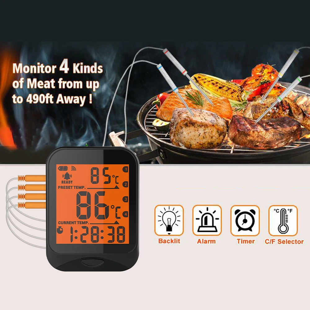 Tuya Wifi Blue Tooth Wireless Bbq Meat Thermometer Smart Thermometer With  Phone App Support 6 Probes - Household Thermometers - AliExpress