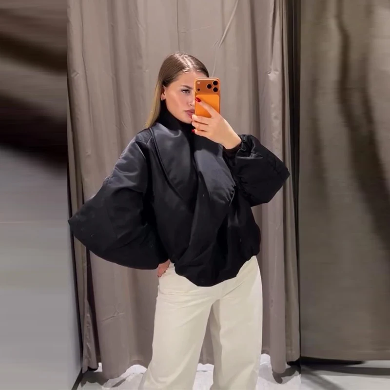 Lässige Damen-Bomberjacke mit Reißverschluss und Stehkragen, Modische Langarm-Jacke für Frauen, Frühjahr 2026 Damen-Oberbekleidung im High-Street-Stil – Detail 21