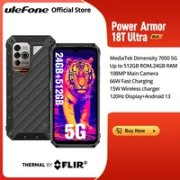 Ulefone Power Armor 18T Ultra 5G Rugged Smartphone，Dimensity 7050，512GB ROM +24GB RAM ，THERMAL BY FLIR®,Android  13，108MP 1