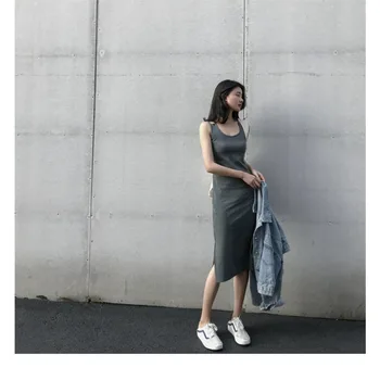 فستان قصير مثير بفتحة طويلة بدون ظهر فستان صيفي سادة جديد أمريكي Y2K ملابس الشارع موضة تنورة كلاسيكية للسيدات 4