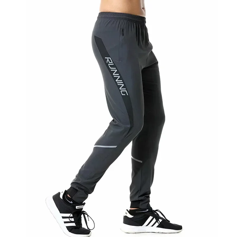 Men Running Pants Sport Pants zipper Reflective Football Soccer Sporting pant Training jogging Gym Trousers