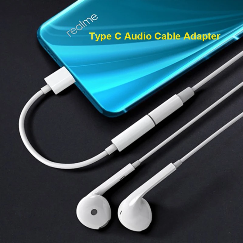 Realme Type C Audio Cable 3.5 Jack Earphone USB C To 3.5mm Headphone Adapter For Realme GT GT2 Neo2 Neo3 X7 X50 X9 Pro 10 9 8 7