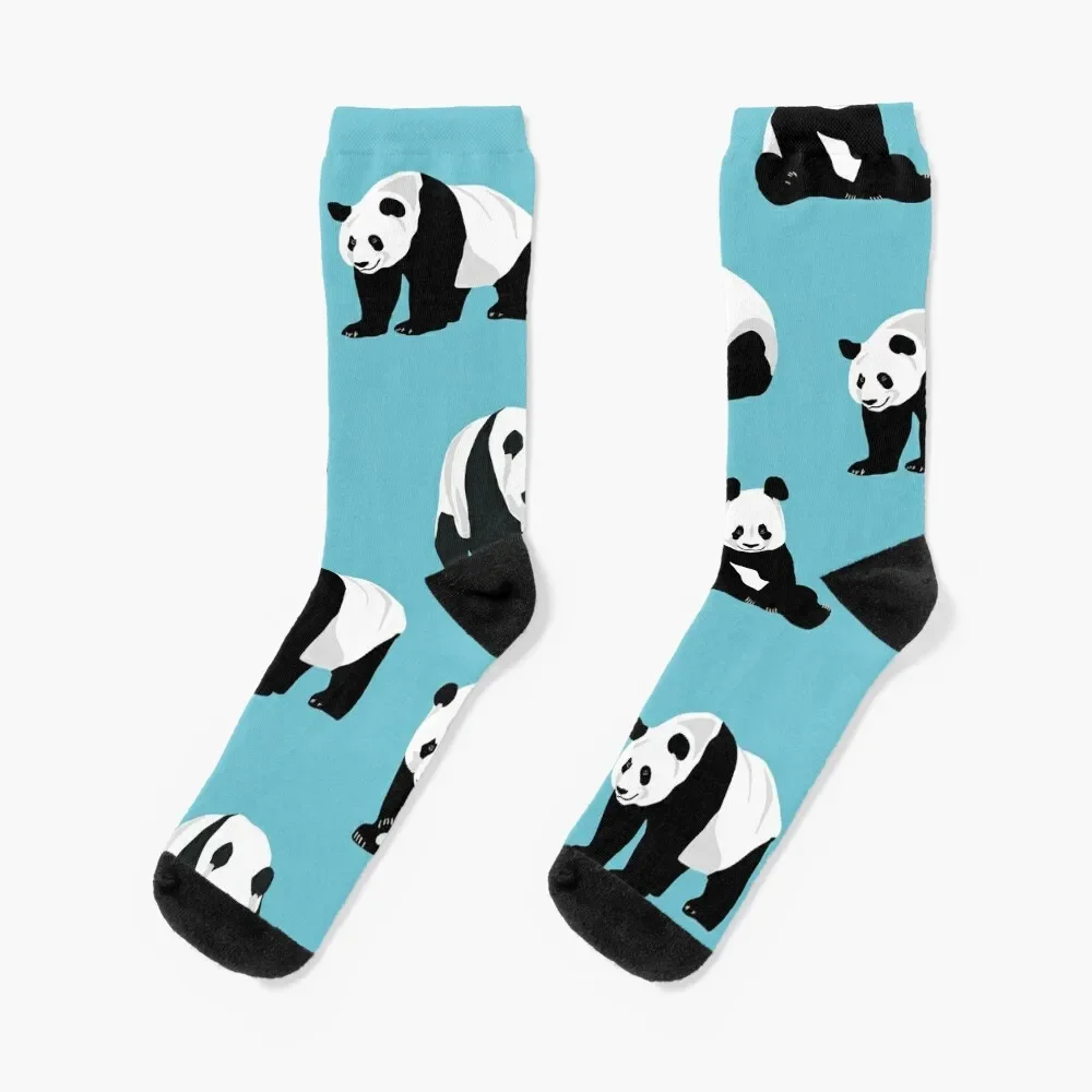 Panda Design on Blue Background Socks floral Heating sock funny gift Woman Socks Men's
