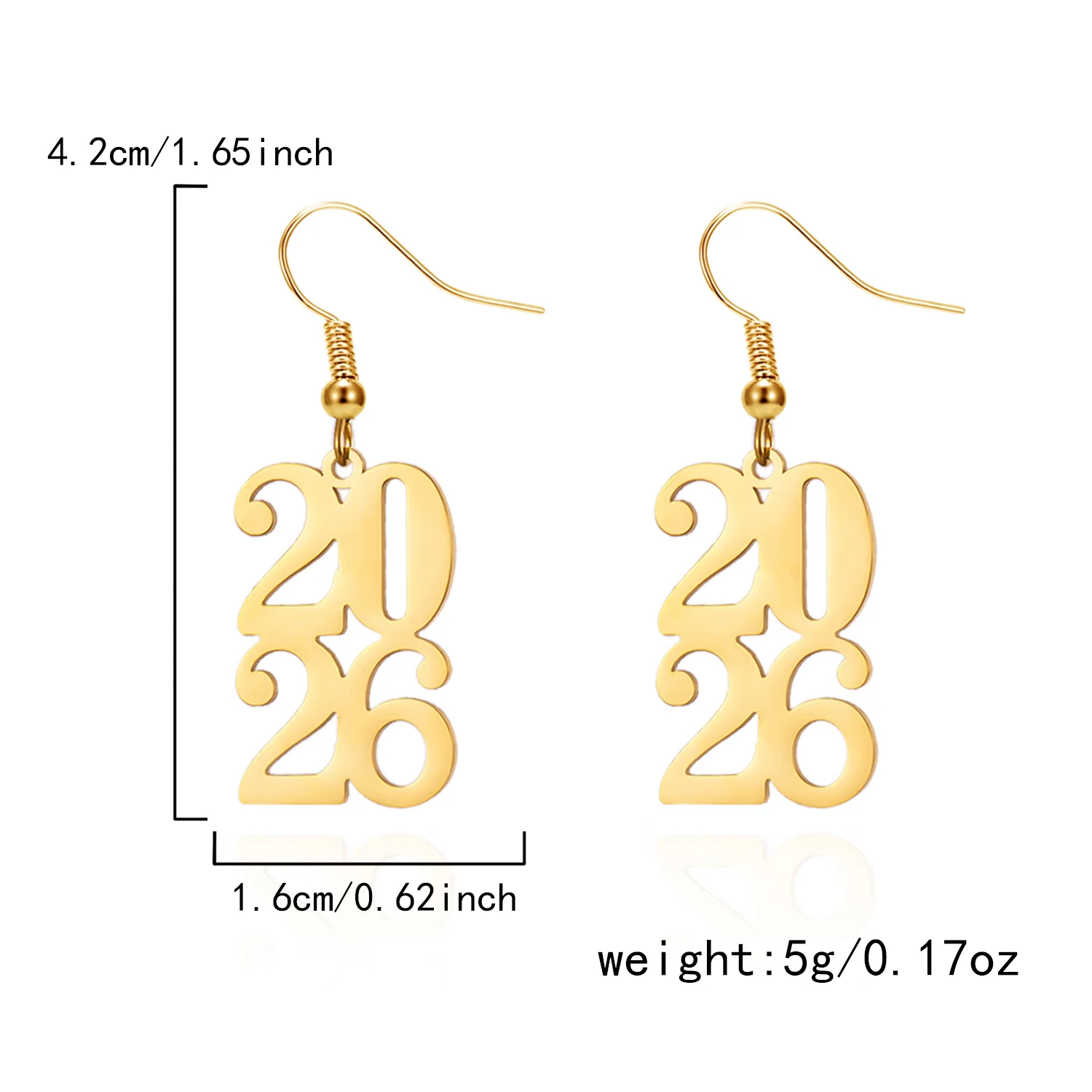 Trendy 2026 Anzahl Geometrische Gold Farbe Sterne Tropfen Ohrringe Party Neue Jahr Schmuck für Frauen Baumeln Hängende Ohrringe Geschenke – Detail 10