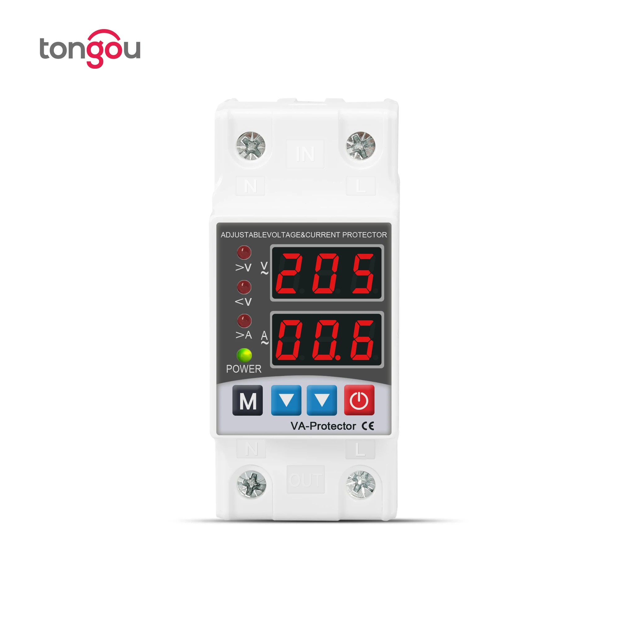 Din Rail Dual Display Adjustable Over Voltage Current and Under Voltage Protective Device Protector Relay 63A 230V