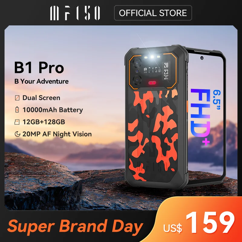  IIIF150 B1 Pro 6.5"FHD+ Dual-Display 10000mAh Rugged Machine 20MP Night Vision Camera 48MP Camera 2MP Macro Android 12 6GB 128GB 