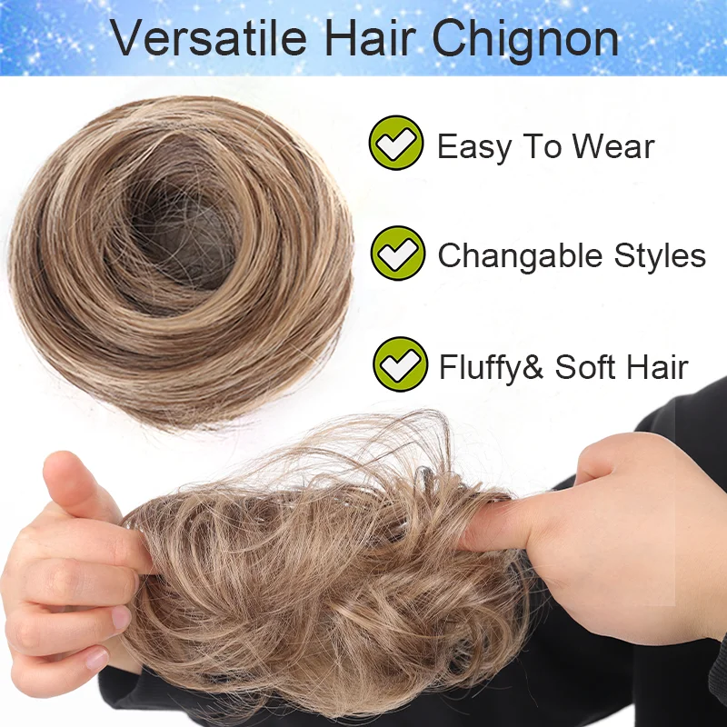 LUPU Synthetic Messy Bun Hairpiece Wavy Curly Messy Hair Bun Extensions 1 PCS Versatile Hair Chignon For Women Girls Daily Use