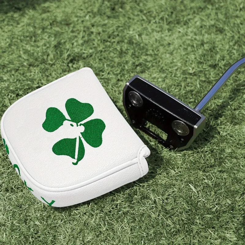 Clover Golf Putter Cover - Durable, Dustproof, Scratch-Resistant in White/Black