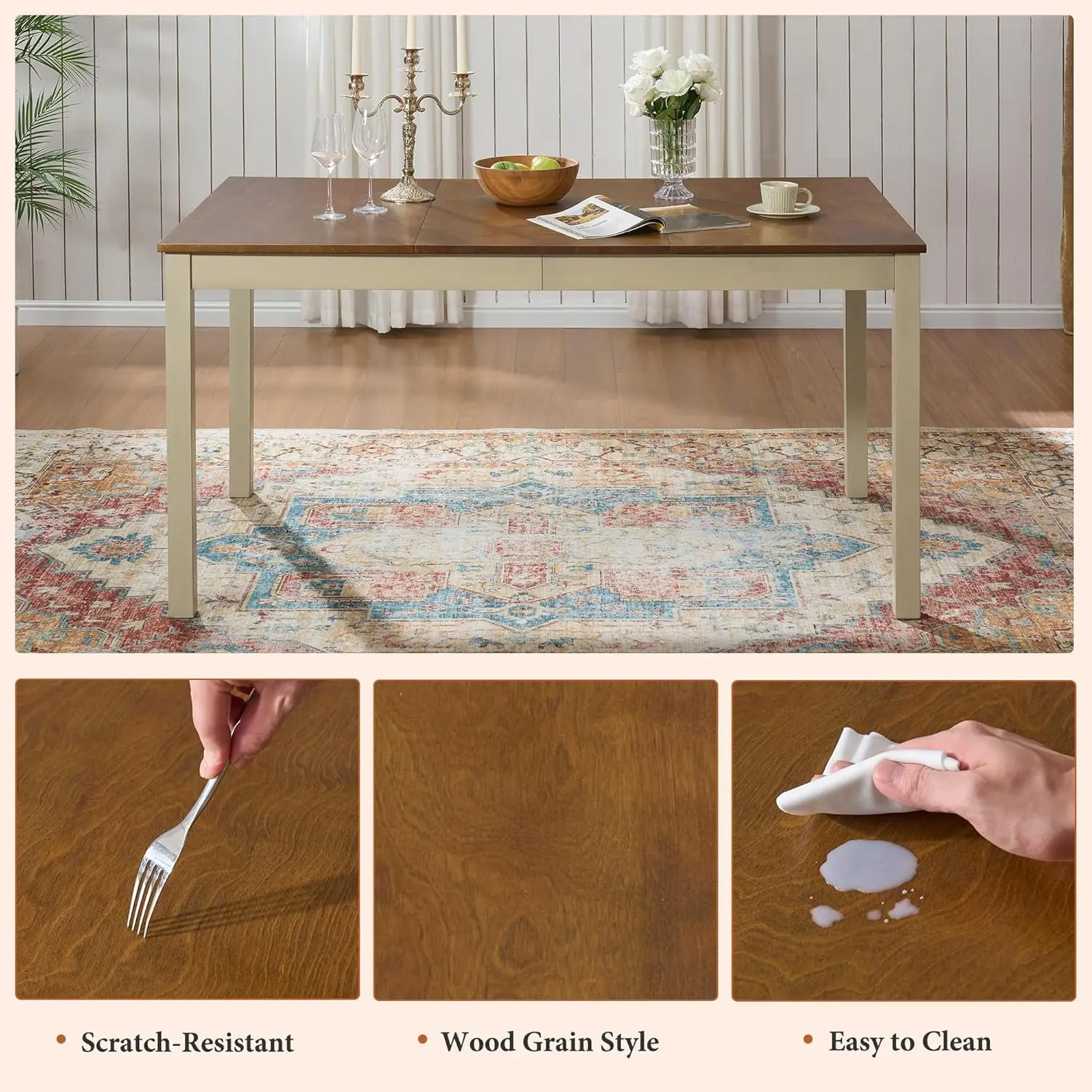 7-Piece Wood Dining Table Set 4