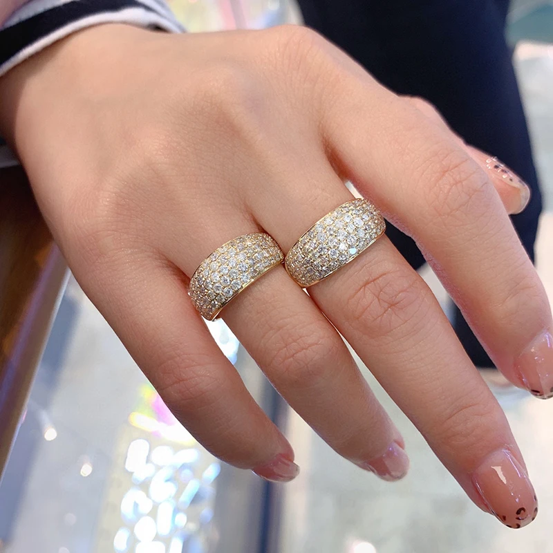 S28ffcf4c738446d69c9f3cb70e2308dcu Aazuo 18K Pure Gold Yellow Gold Real Diamonds 1.30ct Luxury 5Lines Ring Gifted For Woman Deluxe Banquet Jewelry Woman's Fashion