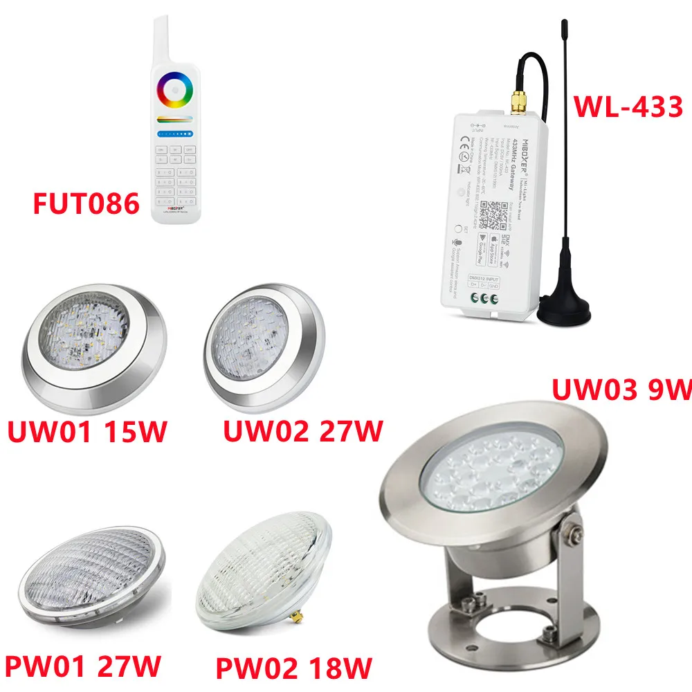 

DMX512 to 2.4G wireless led controller 8-Zone Remote for 9W/15W/27W/18W RGB+CCT Wall-mounted LED Underwater Pool Light RGB strip