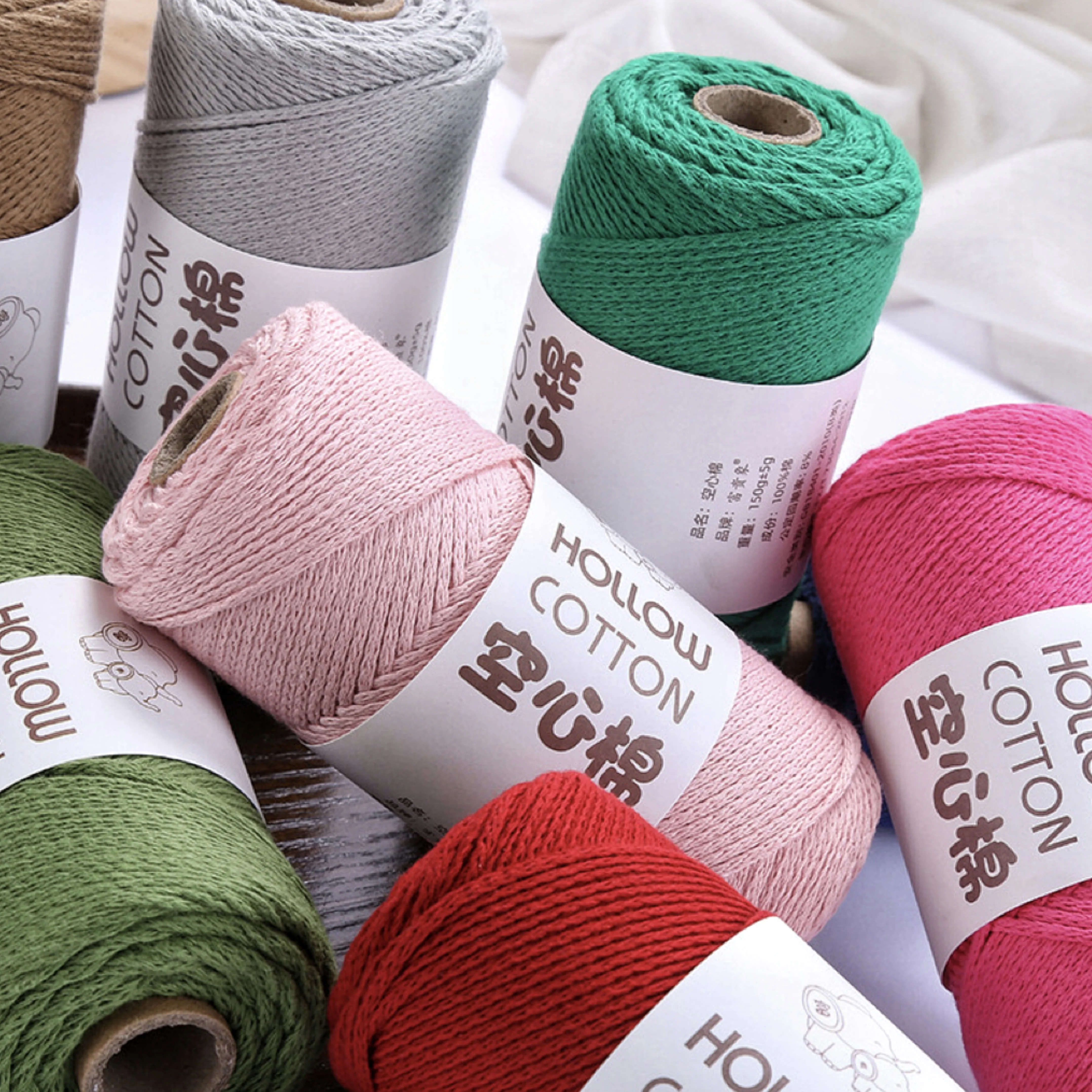 1Pc 150g 2mm hollow Yarn For crochet round hand Knitting Yarn bag cushion mat Crocheting Yarn DIY hat shoe Line amigurumi Thread 4