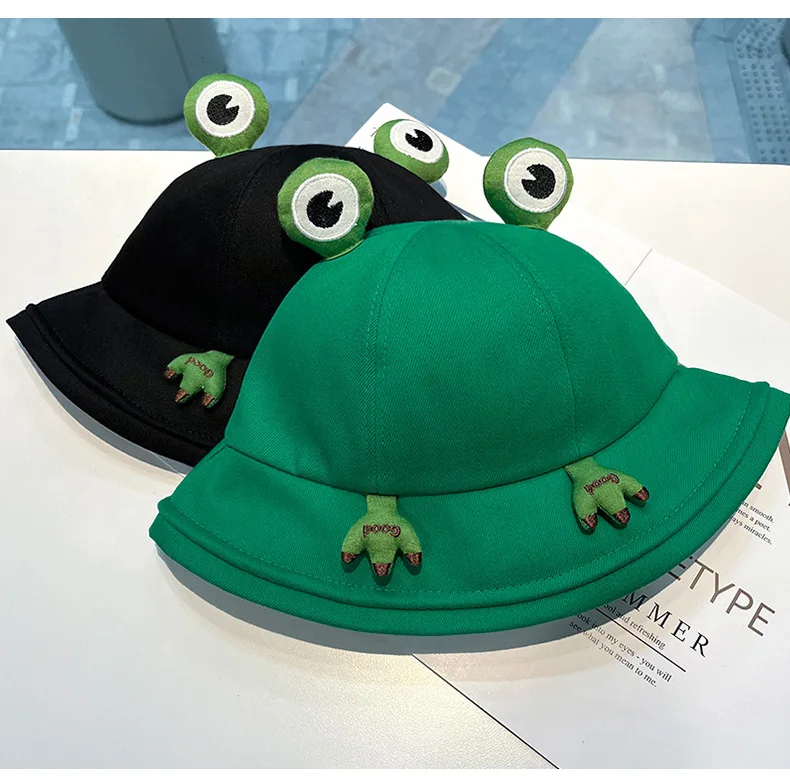 winter bucket hat womens Woman Girl Frog Cartoon Fisherman Hat Spring Autumn Foldable Bucket Hat Camping Cycling Running Sunhat Cute Couple Street Cap supreme bucket hat