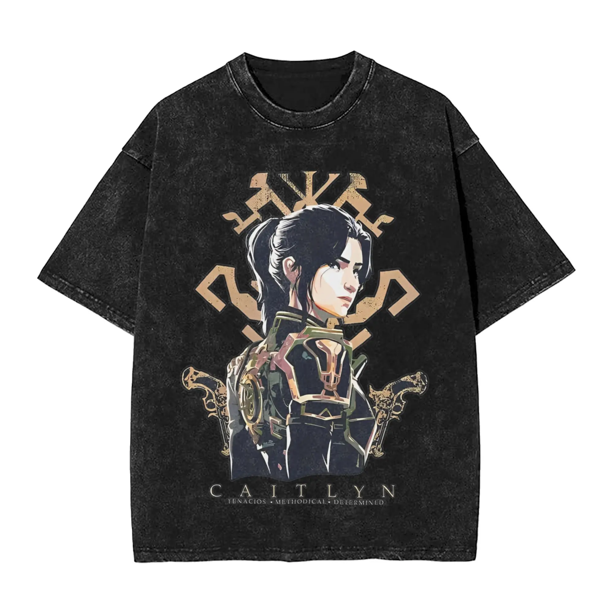 Arcane-Themed Men's Washed Novelty Tee - Short Sleeve Crew Neck 100% Cotton Shirt