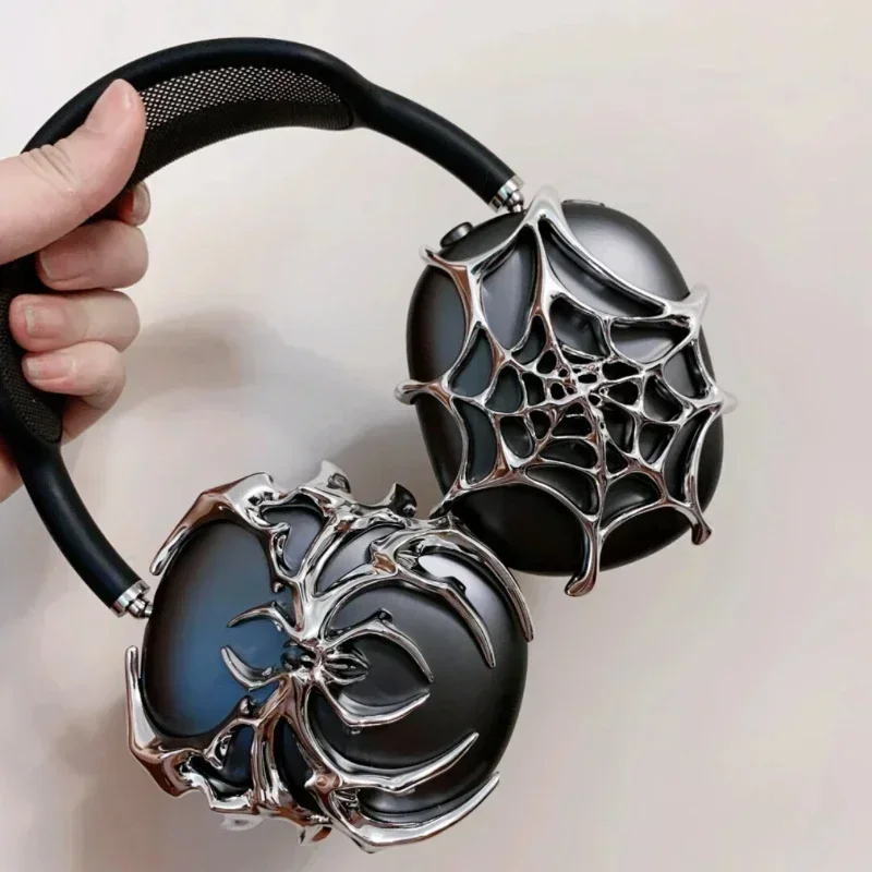 Airpods Max Case Cover Silver Liquid Spider Web Earphone Airpods Max Case Cover Silver Liquid Spider Web Earphone